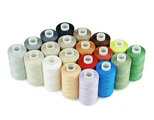 Simthread 20 Colors All Purposes Mercerized Cotton Quilting Thread 50wt 3 Plies for Piecing Sewing Embroidery etc - 550 Yards Each - color: 20 Colors
