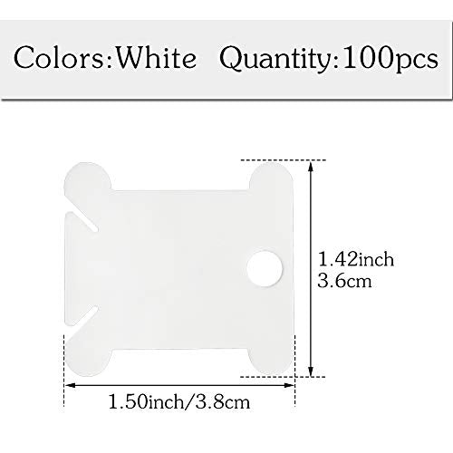 100 Pcs Embroidery Floss Bobbins Plastic Embroidery Floss Organizer - color: White*100