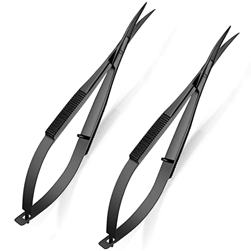 Shynai 2 Pieces 4.7 Inch Embroidery Scissors Curved, Black - color: Black