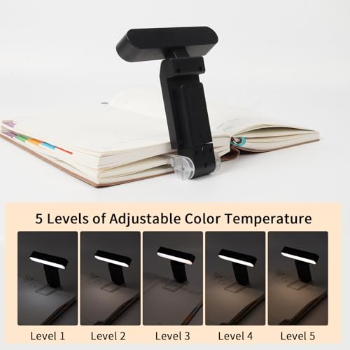 Book Light, USB Rechargeable Clip-On Reading Light with Timer - color: Black, size: Rectangle