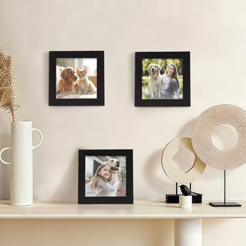 TOFOREVO 4x4 Picture Frames Set of 2, Black - color: Black Wood Grain, size: 4x4