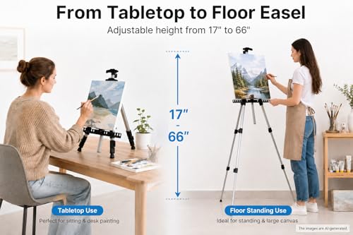 RRFTOK Silver 2 Pack 17-66 Inch Art Easel Stand for Painting and Sign - style: 66S 2pack