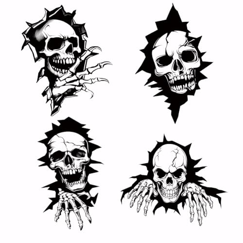 SUPERDANT 4Pcs Skull Heat Transfer Iron On Transfer for DIY - style: Skull on the wall