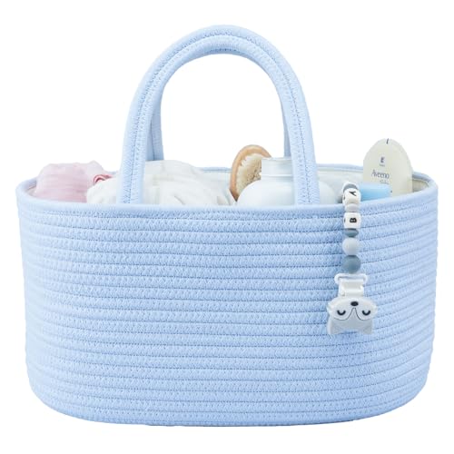 XUANGUO Cotton Rope Baby Diaper Caddy Organizer Basket Sky Blue - color: sky blue, size: Regular