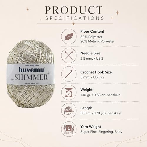 Shimmer Metallic Thread for Crochet, Lace & Embroidery, Black, Gold Glitter - color: Black, Gold Glitter, size: 1 Pack