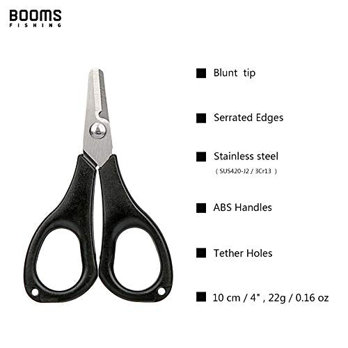 Booms Fishing S01 Fishing Scissors for Braided Line, 4 Styles Options - color: Black With Retractor