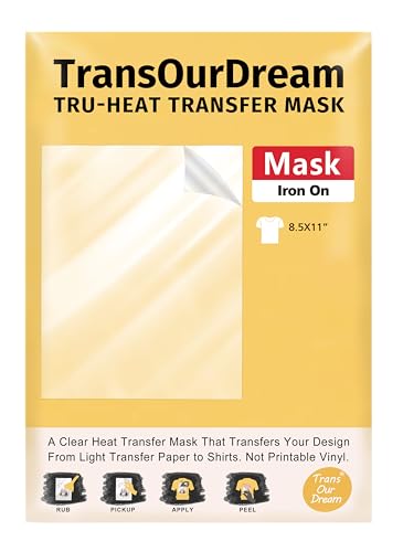 TransOurDream Heat Transfer Mask & Iron on Tape(15 Sheets, 8.5x11") - Iron-On Clear Positioning Film for Light Transfer Paper & Printable HTV on Shirts - color: Mask-Light, size: 20 Sheets