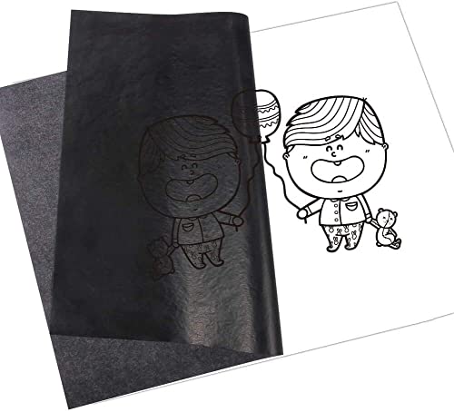50 Sheets Black Graphite Carbon Paper Transfer (8.5 x 11.5 inch) Tracing Papers with 5 PCS Embossing Styluses Dotting Tools for Wood Paper Canvas Craft