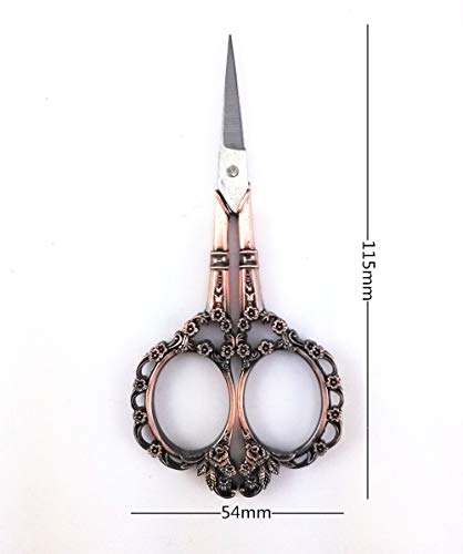 "1PCS Vintage Style Plum Blossom Needlework Scissors Sewing Embroidery Scissors Sewing Handicrafts Tool Sharp Detail Shears, Copper"