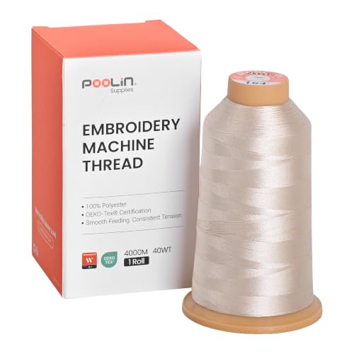 Poolin Polyester Machine Embroidery Thread 4000M 40WT Ivory Beige 0164 - color: Ivory Beige 0164