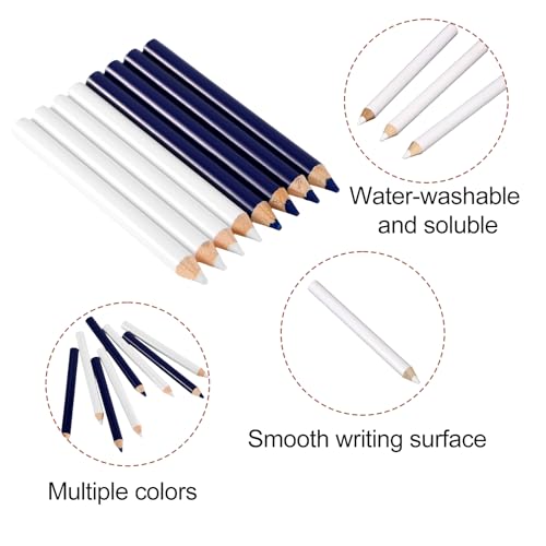 Goktvai 8pcs Fabric Pencils for Sewing, Water-Soluble Tailors Pencil Set with Sharpener & Soft Tape Measure 2 Colors Fabric Marking Chalk for Quilting Sewing Dressmaking DIY Crafts Supplies