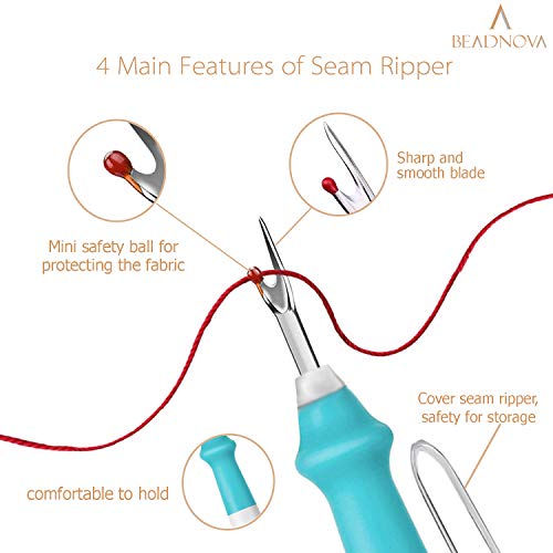 BEADNOVA Seam Ripper 2pcs Thread Cutter Stitch Remover Large Thread Remover Stitch Eraser Tag Ripper for Clothes Crafting Embroidery