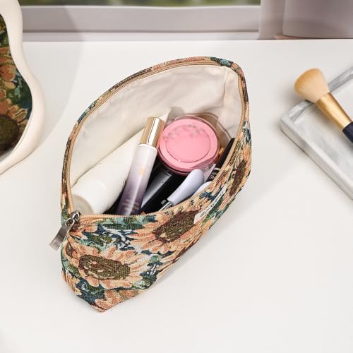 Large Storage Capacity Toiletry Bag Oil Painting Sunflower Make up Pouch - color: Sunflower Oil Painting