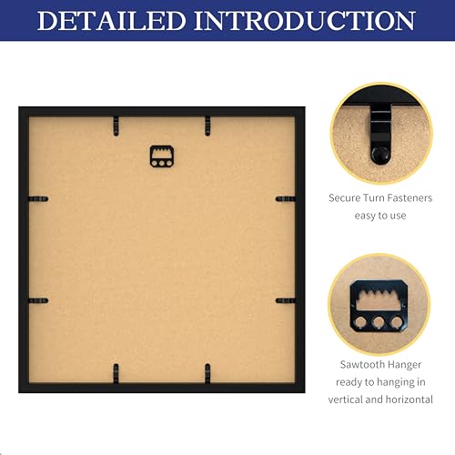 An&He 12x12 Picture Frames Set of 6, Displays 8x8 with Mat or 12x12 Without Mat Photos, Square Collage Wall Decor for Gallery, Wall Decor, Black - color: Black-6, size: 12x12