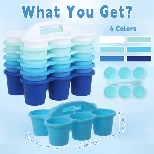 6 Pack Classroom Caddy Organizer with Handle, 6 Compartments, Gradient Blue - color: Gradient Blue