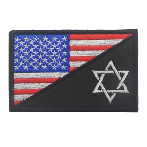 Israel Flag Patch, Embroidered Israeli Flag Patches Appliques, Tactical Combat Armband Badges with Hook and Loop Fastener Backing, 3.15 x 1.97 Inch, 2-Pack - color: color_f