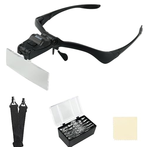 Headhand Magnifier with LED ，Loupe Light Bracket and Headband，5 Lenses