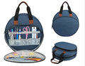 Embroidery Bag for Cross Stitch Project, Embroidery Supplies Organizer Storage Portable Carrying Case Travel Tote for Embroidery Hoops,Floss,Cross Stitch Tools,Blue [Bag Only]