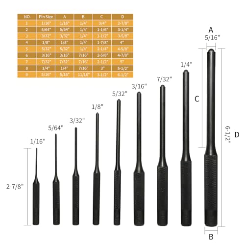 Pin Punch Set, 20pcs Punch Removing Repair Tools, Including Brass Pin Punches, Steel Pin Punches with Storage Pouch&Hammer (Brass+Steel Pin Punches)