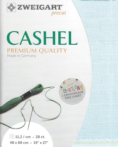 Wizardi Cashel 28 Count Ice Blue 3281/562. Needlework Canvas, Cross-Stitch Fabric, Embroidery Cloth, Needlepoint Canvas. 100% Linen. Precut Zweigart - color: Ice Blue