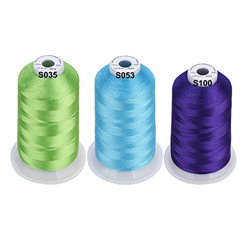 Simthread - 33 Selections - Various Assorted Color Packs of Polyester Embroidery Machine Thread Huge Spool 5500Y for All Sewing Embroidery Machines - 6 Rainbow Colors - color: 6 Rainbow Colors