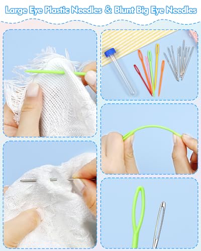 FIVEIZERO 220/900 Pieces Stitch Markers,with 15 Pcs Large Eye Blunt Sewing Needles,Colorful Crochet Stitchs Markers for Knitting Stitch Locking Clips Crochet Pins with Storage Box - size: 220PCS