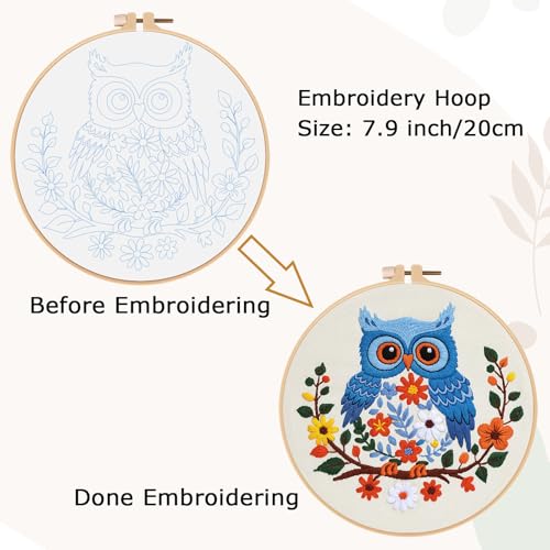 Louise Maelys Owl Embroidery Kit for Beginners Cross Stitch Kit for Adults - color: color7