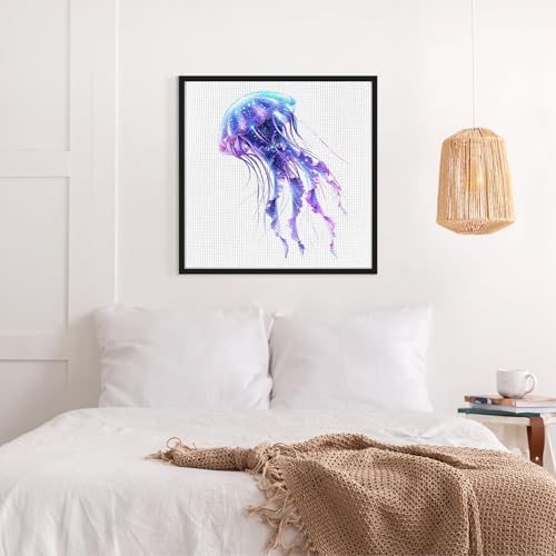 Cross Stitch Kits - Cute Jellyfish Series | Beginner DIY Embroidery Kit with 11CT Fabric & Vibrant Threads | DIY Mindful Gift for Home/Office Decor 9.45 x 9.45 Inch-3-28