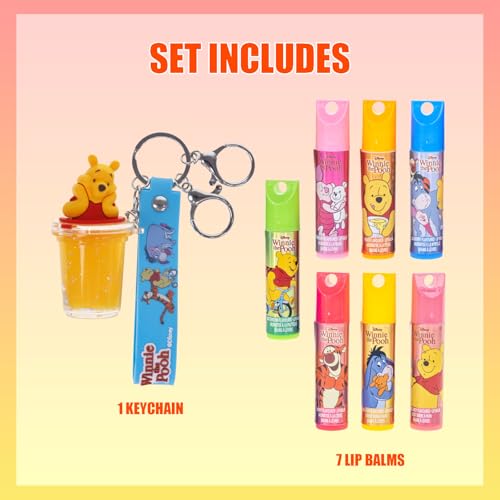 Winnie the Pooh Keychain Lip Balm Set, 7-Piece Plant-Based - color: Winnie The Pooh