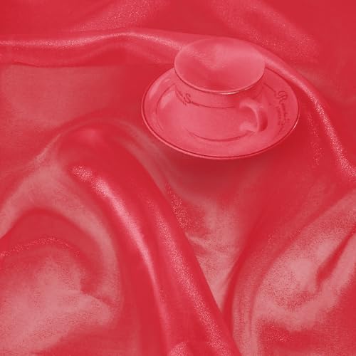 Manyshofu Red Organza Fabric by The Yard, 60 Wide (2 Yard) - color: Red, size: 2 Yard