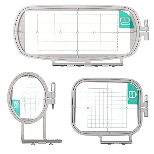 Sew Tech 3in1-A Embroidery Hoops for Brother SE600 PE550D SE700 PE535 SE400 PE525 PE540D PE500 SE625 SE425, and Adjustable Cone Thread Stand Spool Holder for Sewing and Embroidery Machines