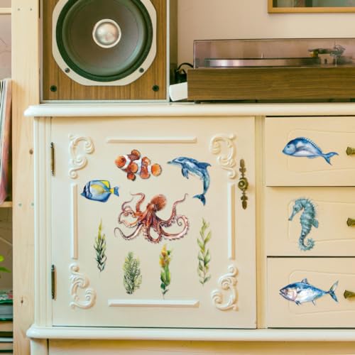 Peacoblue Undersea World Rub On Transfers for Furniture Craft 6"x12" - style: Undersea World