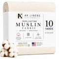AK TRADING CO. Muslin Fabric/Textile Unbleached - Draping Fabric - Natural 10 Yards Medium Weight - 100% Cotton (63in. Wide) - color: Natural Unbleached, size: 10 Yards