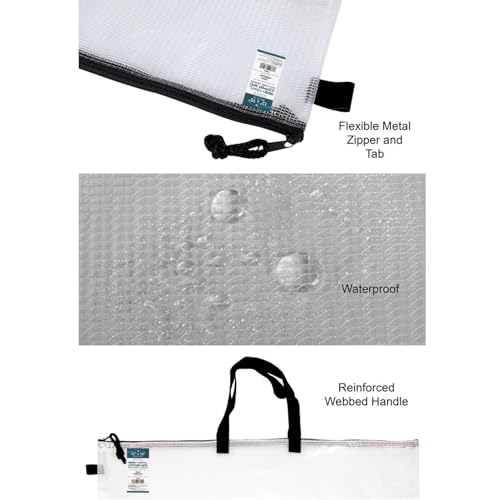 PRO ART Mesh & Vinyl Zipper Bag W/Handle 12x16 - size: 12-inch x 16-inch Mesh Bag with Zipper and Handle