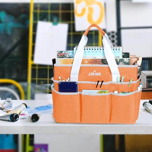 JJRING Craft Organizer Tote Bag Large Art Storage Caddy Orange - color: Orange, size: Large