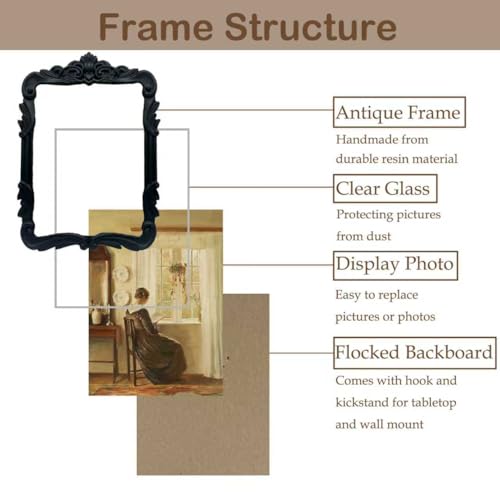 Vintage Picure Frames 5x7 Antique Black Gothic Picture Frames for Tabletop and Wall Mount Ornate Victorian Home Decor Gallery Wall Decor (5x7 inch) - color: Black, size: 5x7