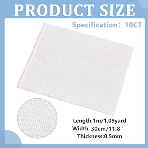 BENECREAT 10 Count Cross Stitch Cloth, 11.8x39 Inch White Essential Basic Aida Cloth for Embroidery Floss and Yarn Knitting, Embroidery Fabric (Pack of 2) - size: 10CT (Pack of 2)