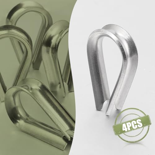 M2 Wire Rope Thimble, 304 Stainless Steel Thimble for 1/16-3/32 Inch Diameter Wire Rope, 4 Pieces - size: M2