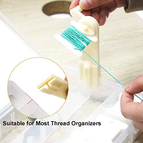 UNIME 240 Pieces Plastic Floss Bobbins with 1 Floss Bobbin Winder for Embroidery Floss Organizer Cross-Stitch Thread String Holder Thread Cards, White