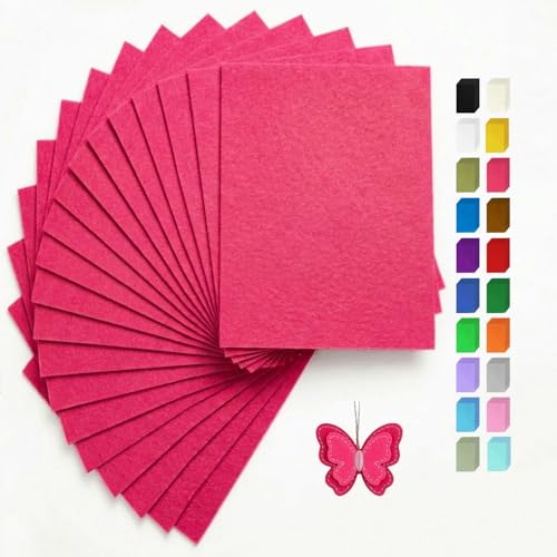 Hot Pink Felt Fabric Sheets Stiff 20 Pcs 8" X 12" 1mm Thick - color: Hot Pink