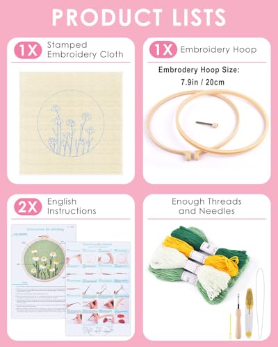 TINDTOP Punch Needle Kit, Daisy Punch Embroidery Kits for Adults - color: Daisy