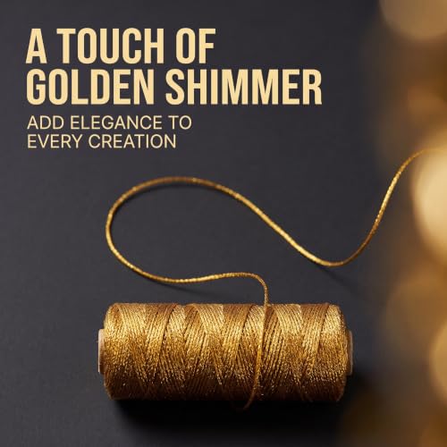 100M/328 Feet Gold String Twine for Crafts Decorative Metallic Bakers String Bakers Twine Glitter Gold Cord for Crafting Decorative Wrapping String for DIY Crafts Presents Gift Wrapping