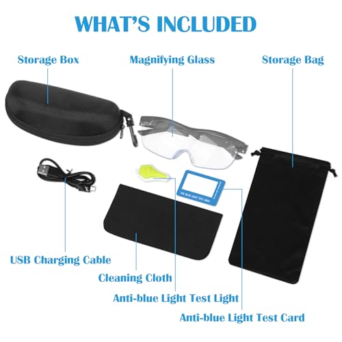 Magnifying Glasses with Light, 200% Magnification, USB Rechargeable - color: Gray