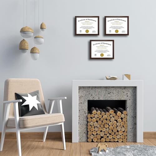 8.5x11 Diploma Frame Certificate Document Frame Set of 3 with High Definition Glass,Picture Frame for Wall and Tabletop Display in Walnut - color: Walnut, size: 8.5x11(set of 3)