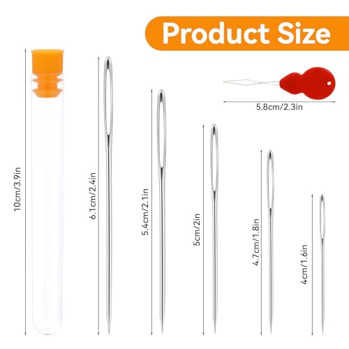 Large Eye Sewing Needles, Stainless Steel Embroidery Needles, 25 Pcs