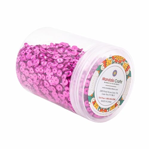 Mandala Crafts 6mm Cup Round Holographic Pink Sequins for Sewing Embroidery - color: Holographic Pink, size: 6mm Cup Sequins