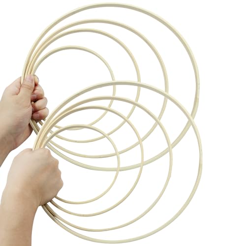Unlorspy Wooden Bamboo Floral Hoops, 4 Sizes (6/8/10/12 inch), 12Pcs - size: 6/8/10/12 inch,12pcs