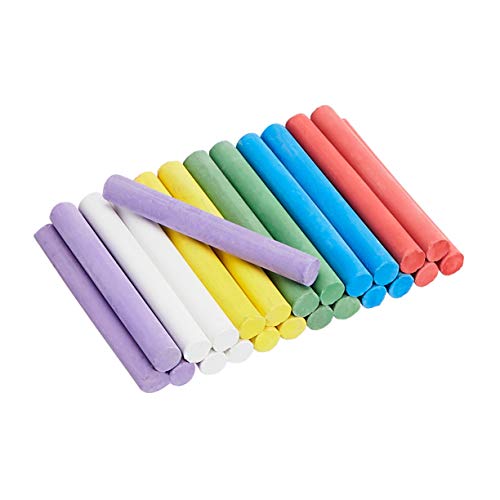 Amazon Basics Dustless Colored Chalk with Eraser, Assorted Colors, Chalkboard Writing Art Tool Set, Erasable, 24 Count