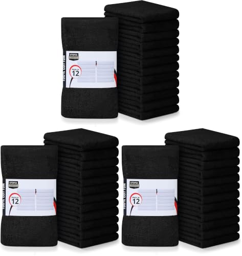 Utopia Towels Kitchen Bar Mops, Pack of 36, 16 by 19 Inches, 100% Cotton Super Absorbent Black Towels, Multi-Purpose Cleaning Towels for Home and Kitchen Bars - color: Black, size: 36 Pack