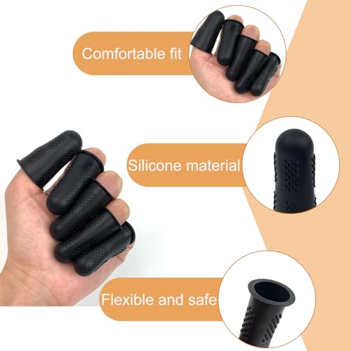 24 Pcs Black Silicone Hot Glue Gun Finger Caps, Anti-Slip and Reusable Silicone Thumb Protectors, Finger Guard Protectors for Hot Glue, Wax, Resin, Honey, Adhesives, Scrapbooking, Sewing, and More